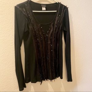 Daytrip Scoop Neck Black Sequin Top